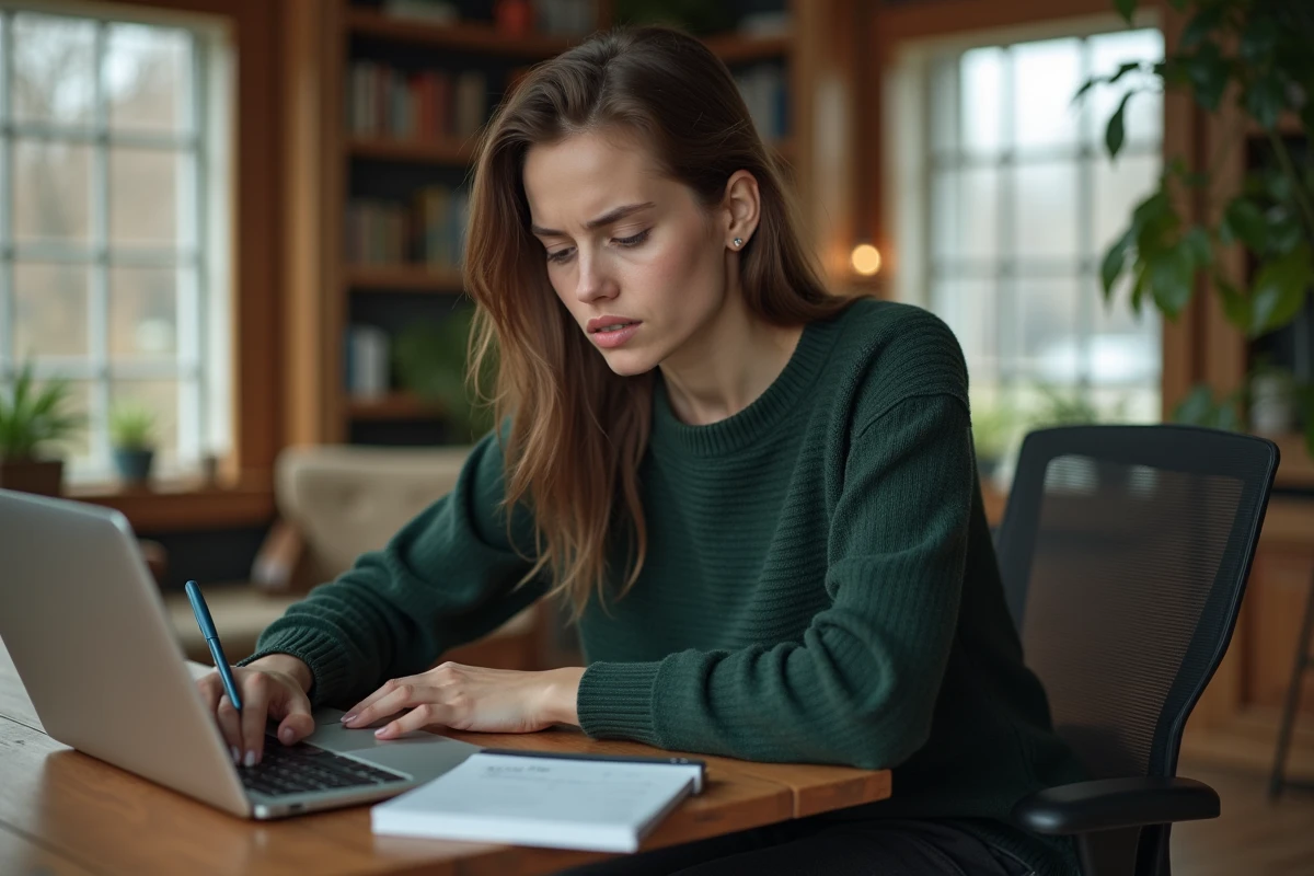 Femme regardant des annonces de voitures sur son ordinateur portable